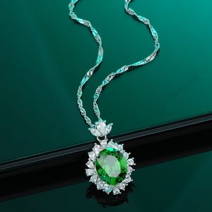 Hot Selling Nieuwe Luxe S925 Sterling Zilveren Ketting Imitatie Turquoise Hanger Elegante Retro Engagement Bruiloft Sieraden Cadeau