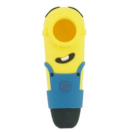 Venta en caliente New Nlatinum Silicone Pipe Minion Minion Silicona Tubas de mano Longitud de 103.8 mm Cartoon Little Yellow Man Silicone Accesorios para fumar