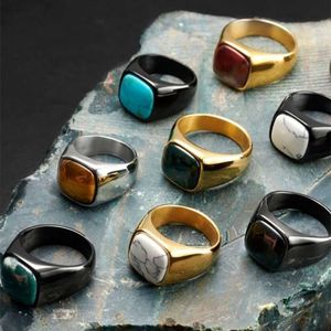 Hot Selling nieuwe gepersonaliseerde heren natuurlijke ring titanium stalen zakelijke sieraden