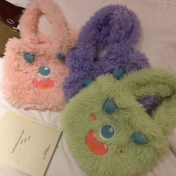 Venta caliente Un bolso de peluche con bolsa de monstruo Regalo de dibujos animados Tote Mujer Estudiante Lindo Hombro Pequeña Capacidad Grande Instagram Estilo Tagrf