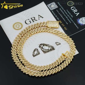 Hot Selling Pass Diamond Tester Solid Sier 10mm Twee rijen Iced Out Hip Hop VVS Moissanite Cuban Link Chain Necklace