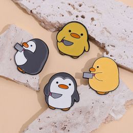 Schattige pinguïn kleine gele eend cartoon broche pin badge