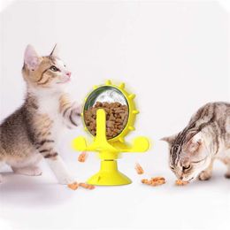 Heet verkopende huisdierbenodigdheden speelgoed windmill voedsellekkage speelgoed verlichten verveling artefact kitten multicolor kat game automatische feeder