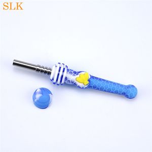 Vente chaude Portable Bee Silicone Main Pipe Tabac Pipe Pipe Couleur Fumer Pipes avec des clous en titane silicone filtre à fumée plate-forme pétrolière 710