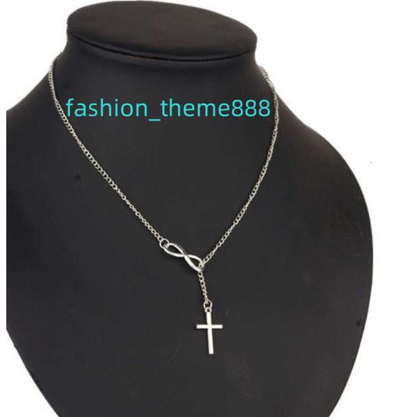 Collier porte-bonheur numéro 8, croix en acier inoxydable, ras du cou, bijoux pour femmes, offre spéciale