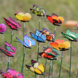 Ornements horticoles de coupe monocouche en PVC, décoration d'arrangement floral, papillon de jardin à tige d'insertion tridimensionnelle 3D, offre spéciale