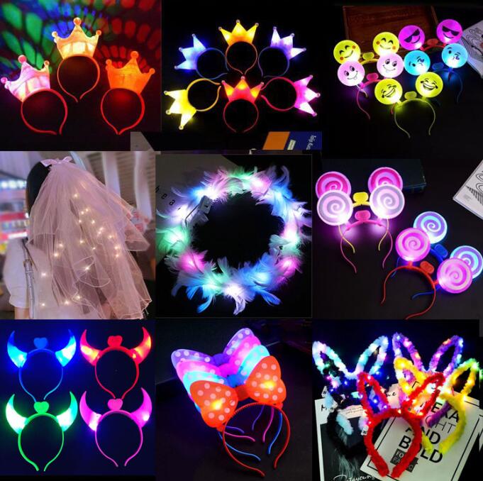 Hot selling rabbit ears headgear cat ears toys wholesale small gifts horn light headband headband