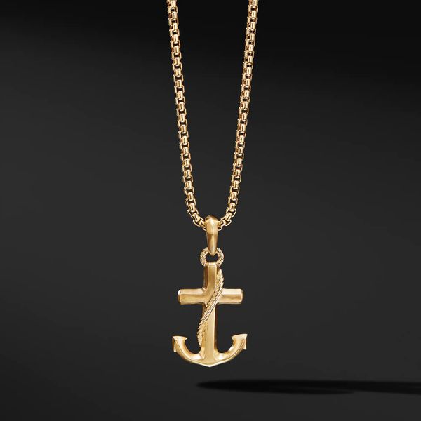 Vente chaude s925 style européen et américain mode avant-gardiste simple pendentif pour hommes classique or marine ancre étiquette