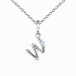 Hot Selling S925 Sterling Zilveren Letter W Maanlicht Stenen Hanger Ketting Vrouwen Kleine Ontwerp Mode-sieraden
