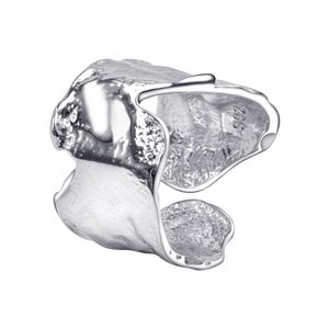 Vente chaude S925 Sterling Silver Light Luxe Hommes et Femmes Anneaux Irrégulier Liquide Sculpté Art De Lave Anneau Ouvert