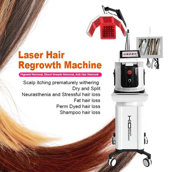 Traitements du cuir chevelu de vente chaude 650nm LED Machine de repousse des cheveux au laser Machine de soins d'analyse des cheveux et du cuir chevelu pour une utilisation en salon de spa (sans base)
