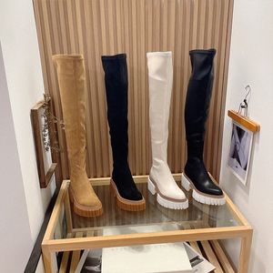 Bottes hautes pour femmes sexy de vente chaude sur les bottes au genou Chaussures pour femmes PU longues bottes pour femmes bottes d'hiver cuissardes 35-39 avec boîte K53p #