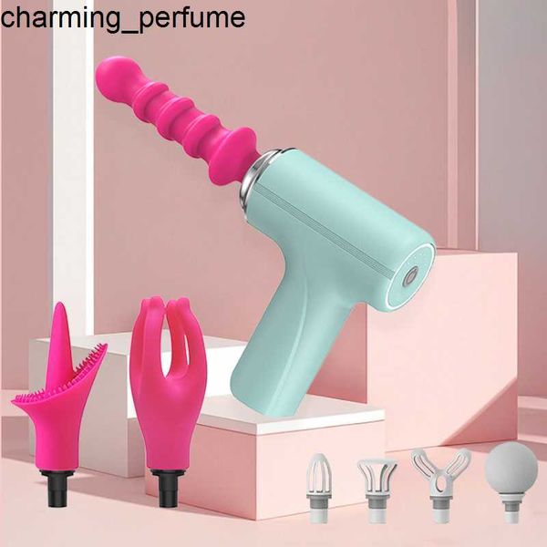 Vendre à chaud Silicon Massage Gun Attachement Head Toys G Spot Clitoris poussant Fascia Gun Dildo Vibrator Sex Toy pour femme