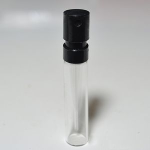 Vente chaude petit flacon en verre vaporisateur de parfum rechargeable en verre de 2 ml avec flacon de parfum noir et blanc grand stock