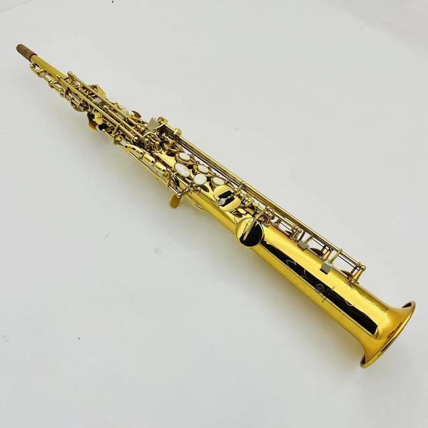 Venta caliente YSS-475 Saxofón Soprano Straight B Flat Brass Gold Laqueado Instrumento Musical Profesional Con Estuche