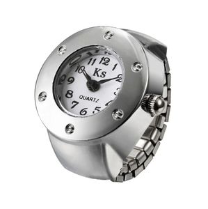 Venta caliente banda de acero anillo simple reloj moda cuarzo hombres y mujeres joyería dedo niños relojes KS regalo especial