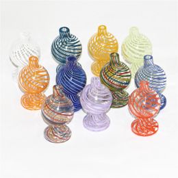 Fumer Verre Stripe Bubble Carb Caps Avec 10 Couleurs Pour Bord Biseauté Quartz Banger Nails Verre Eau Bongs Adaptateur Bol Ash Catcher