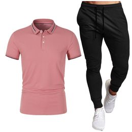 Hot-verkopende zomer katoenen t-shirt broek set casual merk fitness jogger broek t shirts mode menstracksuit