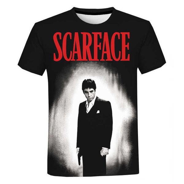 Vente chaude T-shirt impression numérique Scarface Shaxing T-shirt à manches courtes pour hommes et femmes