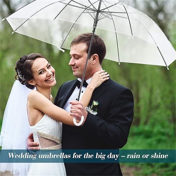 Vente chaude Transparent EVC parapluie longue poignée pluie soleil parapluie voir à travers coloré parapluie imperméable à la pluie Photo de mariage