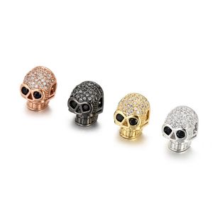 Hot Selling Vivid Antique Micro Pave CZ Skull Charm Beads voor Armband Making