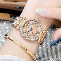 Hete verkopende horlogefabrikanten, eenvoudige met diamanten ingelegde quartzhorloges, dameshorloges vakantiegeschenken