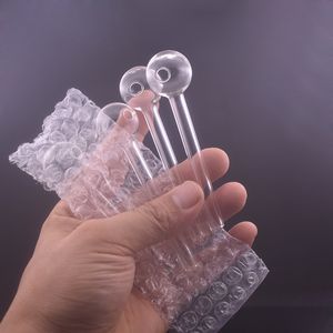 Vente chaude en gros poignée fumer tuyau 4 pouces longueur épais verre main cuillère tuyaux portable verre brûleur à mazout tuyau pour voyage prix le moins cher