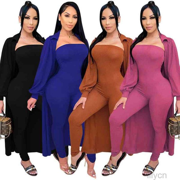 Hot1 Venta de chándales Mono para mujer + abrigo Conjunto de dos piezas Chándal Chaqueta de manga larga + Mamelucos Mono sexy Ropa de mujer S-XL