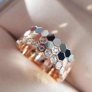 Hot Selling Womens Drie Stijl 925 Sterling Zilveren Sieraden Exquisite Stapelbare Hexagon Band Ring Diamond Jewelry Groothandel