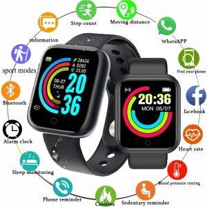 Venta caliente Y68 Reloj inteligente Pantalla a color Conteo de pasos Modo multideporte Mensaje Recordatorio Fotografía Música Control remoto Banda inteligente