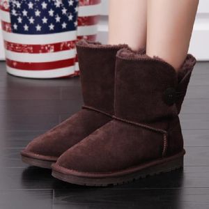 Hot Sellings AUS Australian Classic Buttons Boots USA GS 58031 Dames Mini Snow Boot Winter Full Fur Furty Furry Furry Satin Enkle Boots Kids Booties Slippers US3-14