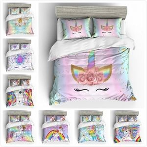 Set chaud Couverture Dessin animé Bedcllothes Colorful Literne de literie Licorne imprimée pour filles 201211