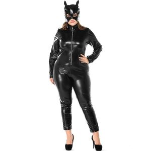 Body en Faux cuir et Latex PVC, Lingerie Sexy avec masque, look mouillé, grande taille XL, vêtements de club érotiques, Costume de Cosplay fétichiste