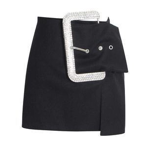 Mini jupe courte Sexy pour boîte de nuit pour femmes, avec ceinture scintillante, Design haut de gamme, noire