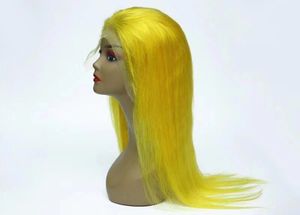 Perruque de cheveux humains jaune sexy chaude avec 13x4 dentelle frontale 100% vrais cheveux remy pour les femmes blanches
