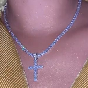 Heet Shining Cross Butterfly Hangers Rhinestone Vrouwen Kettingen 2021 Crystal Tennis Sleutelbeen Chains Choker Hiphop Geschenken Sieraden