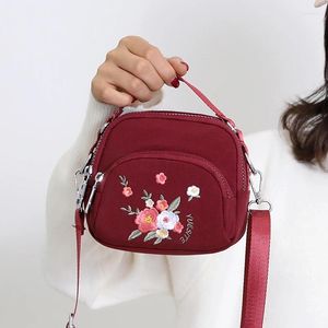 Hete schoudertassen dames tas borduurwerk rozenbloem handtas klein fris schattige crossbody multicolor all-match mode dame