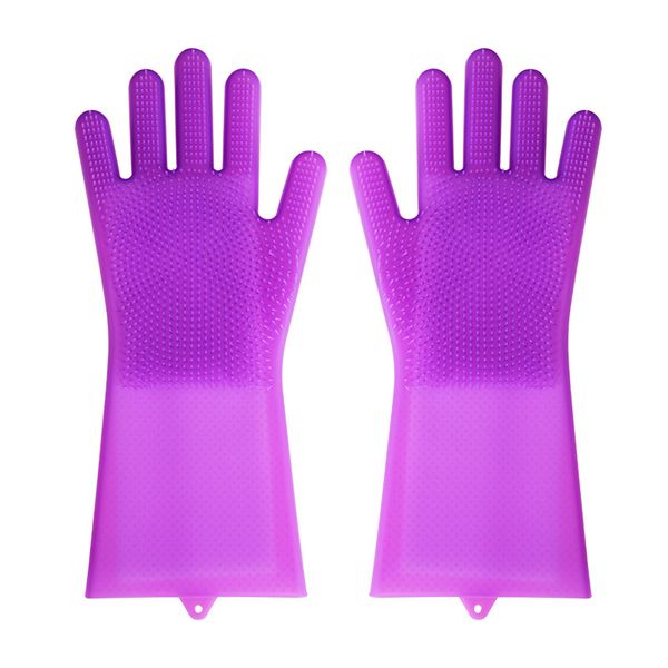 Gants de nettoyage en silicone chaud avec brosses gant de lavage magique pour la vaisselle bain cuisinier toilettage pour animaux de compagnie gants de brosse en silicone anti-brûlure 10 couleurs