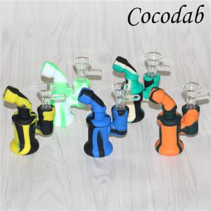 Narguilés Silicone Oil Burner mini barboteur en verre eau bong brûleurs tuyaux dab rigs pour fumer capiteux bécher Bongs