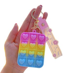 Heet eenvoudig kuiltje portemonnee fidget speelgoed anti-stress duw bubble sleutelhanger tas kind