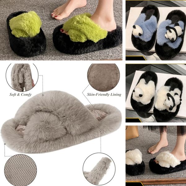 Pantoufle chaude sandales concepteur hommes femmes de luxe laine hiver fourrure moelleux fourrure chaude sandales confortable en peluche fille pantoufles size36-41