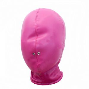 Hot SM fun fuchsia doux PU cuir masque masque complet pénalité ensemble bondage jouets capuche couple flirtant produits pour adultes