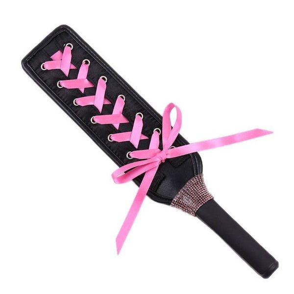 Bondage HOT SM SP Cintas de cuero negro Paddle Cosplay Flirting Toys Sex Game Pink AU653