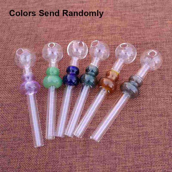 Hot Small Mini Tobacco HandPipes Colors Enviar aleatoriamente Pyrex Glass Oil Burner Pipes Accesorios para fumar para aceite grueso SW27