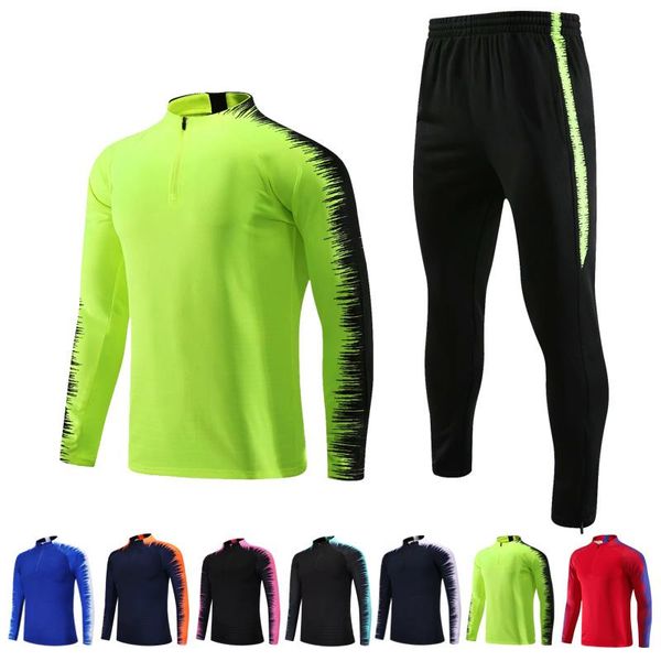 Hot Soccer Jersey Hommes Sport Survêtement Personnalisé Vêtements Demi Fermeture Éclair Costumes Outwear Veste Pantalon Ensembles Asiatique Taille 4XL Formation