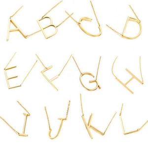 Acero inoxidable caliente A-Z 26 piezas Alfabeto inglés Collar inicial Plata Chapado en oro Mayúscula colgante Joyería para mujeres combinación gratis