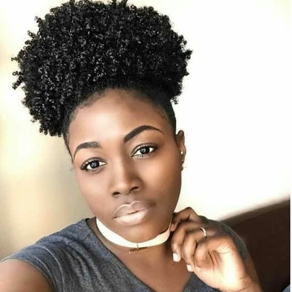 Estilo caliente Afro puff Short Ponytail Kinky Curly ponytail barato Cabello humano Chignon ponytails postizo clip en Bun para mujeres negras 120g