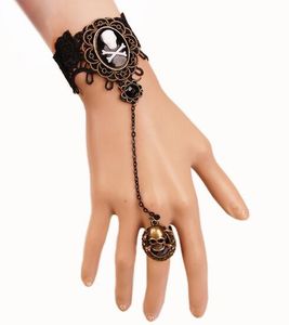 Hot Style Halloween Buitenlandse Handel Sieraden Piraat Skelet Hoofd Diamond Armband Dames Persoonlijkheid Band Ring Mode Classic Exquisite ELEG