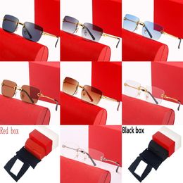 Hot stijl heren zonnebril vrouwen designer zonnebril mannen carti bril man mode luxe merk brillen outdoor Adumbral eyewear met doos randloze zonnebril