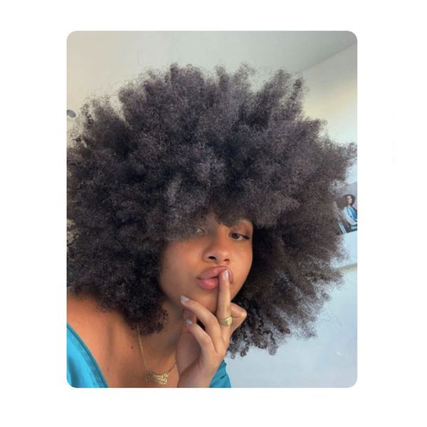 Mujeres de estilo caliente Pelo indio bob corto rizado peluca natural Simulación Cabello humano peluca rizada corta afro